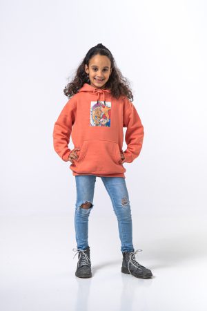 Hoody Kids with HEAD Front Print MAMA AFRICA comes in Salmon