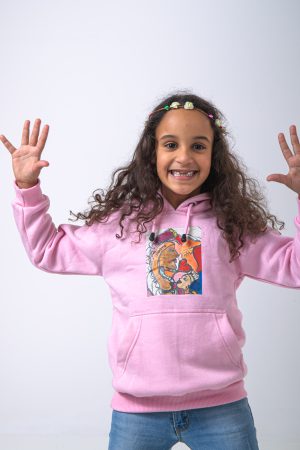 Hoody Kids with HEAD Front Print MAMA AFRICA comes in Pink.
