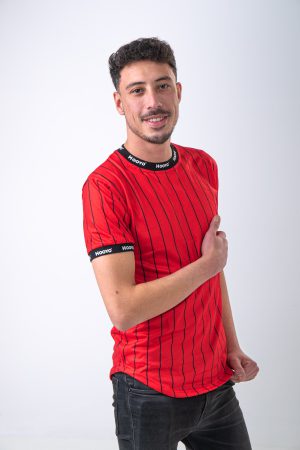 Hooyo  t-shirt for men with SJ paris printed down the sleeves Red.