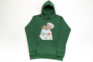 Hoody Man with HEAD Front Print MAMA AFRICA comes in Olive Green.